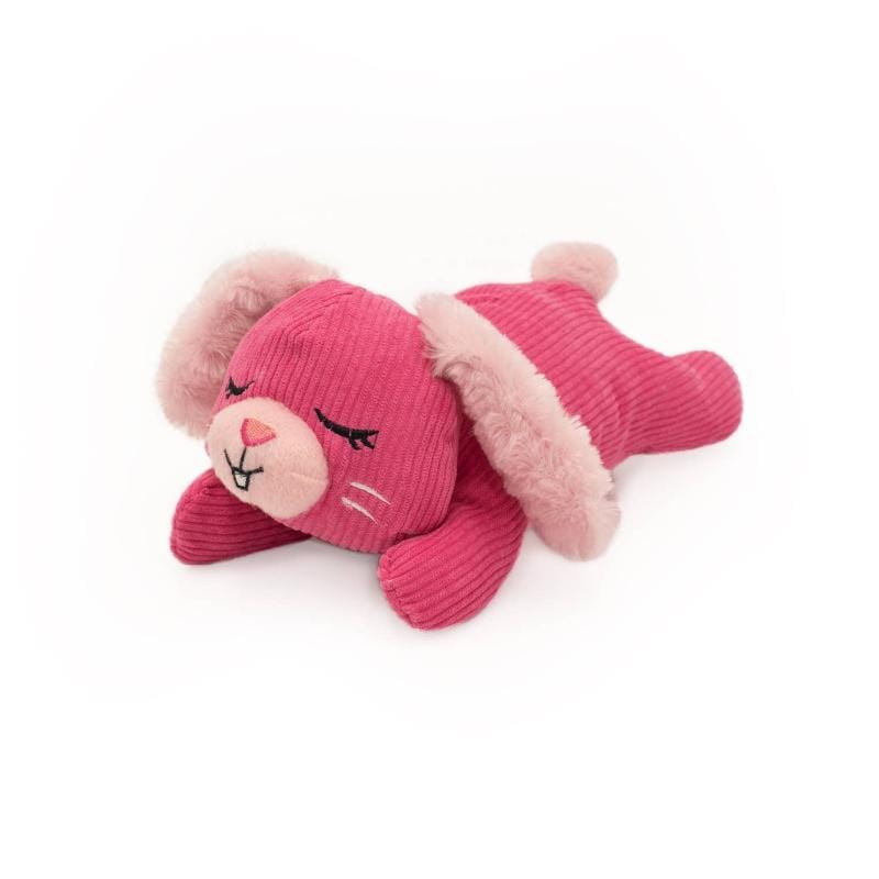 ZippyPaws dog toys Snooziez with Shhhqueaker Pink Bunny Plush Dog Toy