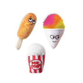 Pet Shop by Fringe Studio dog toys Fair Fun Crndog Popcorn Snowcone Plush Squeaky Small Dog Toy Set - 3 Pk