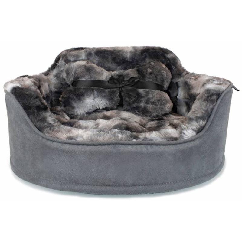 Precious Tails Beds GRY Princess Dog Bed with Bone Pillow - Grey