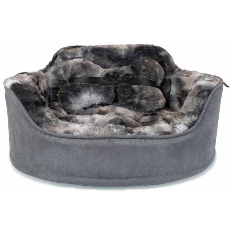 Precious Tails Beds GRY Princess Dog Bed with Bone Pillow - Grey