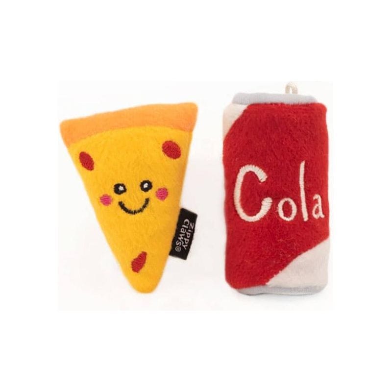 ZippyClaws Cat Toys NomNomz Pizza and Cola Cat Toy Set - 2 Pc