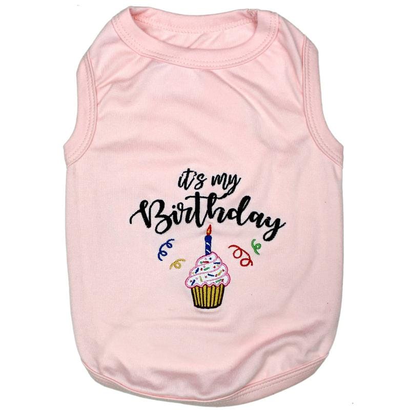 Parisian Pet Tee's XXS It's My Birthday Dog T-Shirt Pink