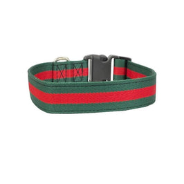 BARK by DOG Collars Marco Stripe Green/Red Dog Collar