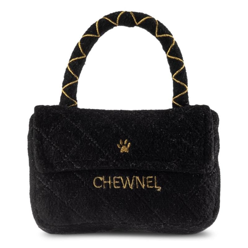 Dog Diggin Designs dog toys Chewnel Classique Black Purse Plush Squeak Dog Toy