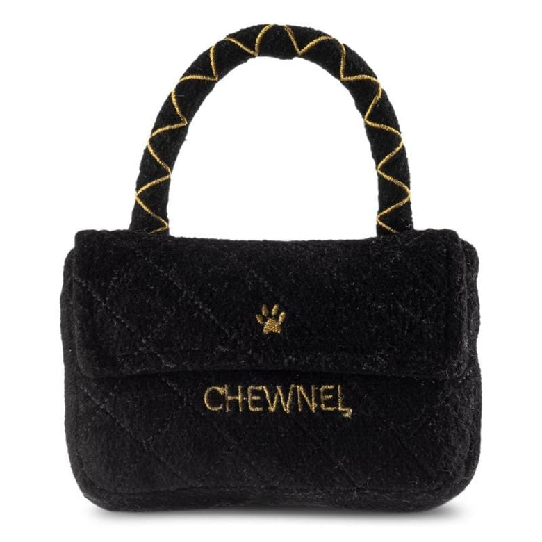 Dog Diggin Designs dog toys Chewnel Classique Black Purse Plush Squeak Dog Toy