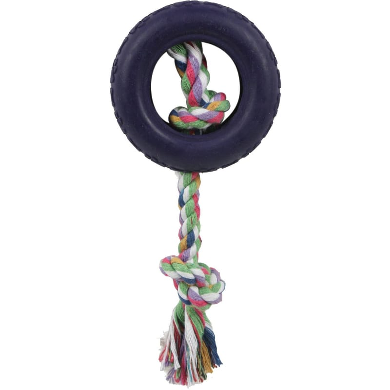 Pet Life dog toys Rubberized Pet Chew Rope And Tire Tug Dog Toy
