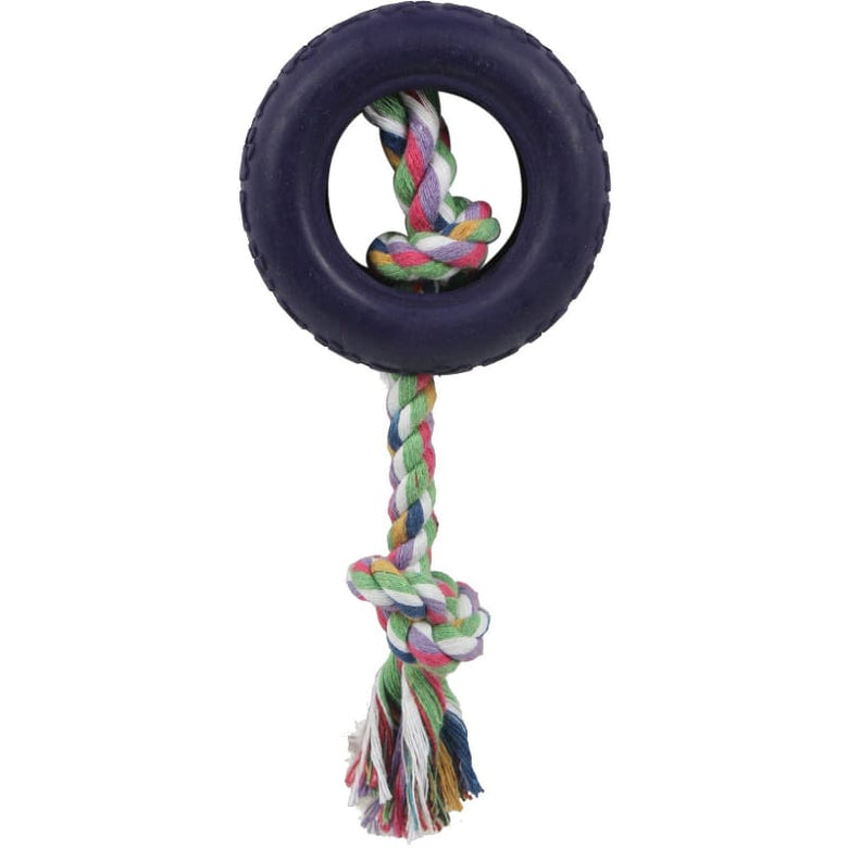 Pet Life dog toys Rubberized Pet Chew Rope And Tire Tug Dog Toy