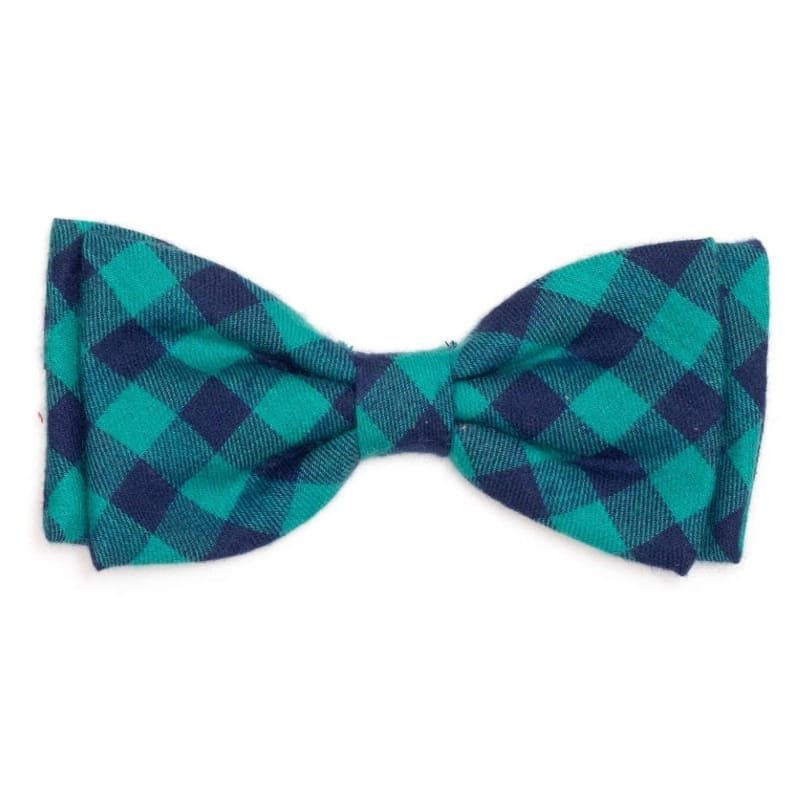 The Worthy Dog SM Green/Navy Buffalo Check Bow Tie: Green/Navy