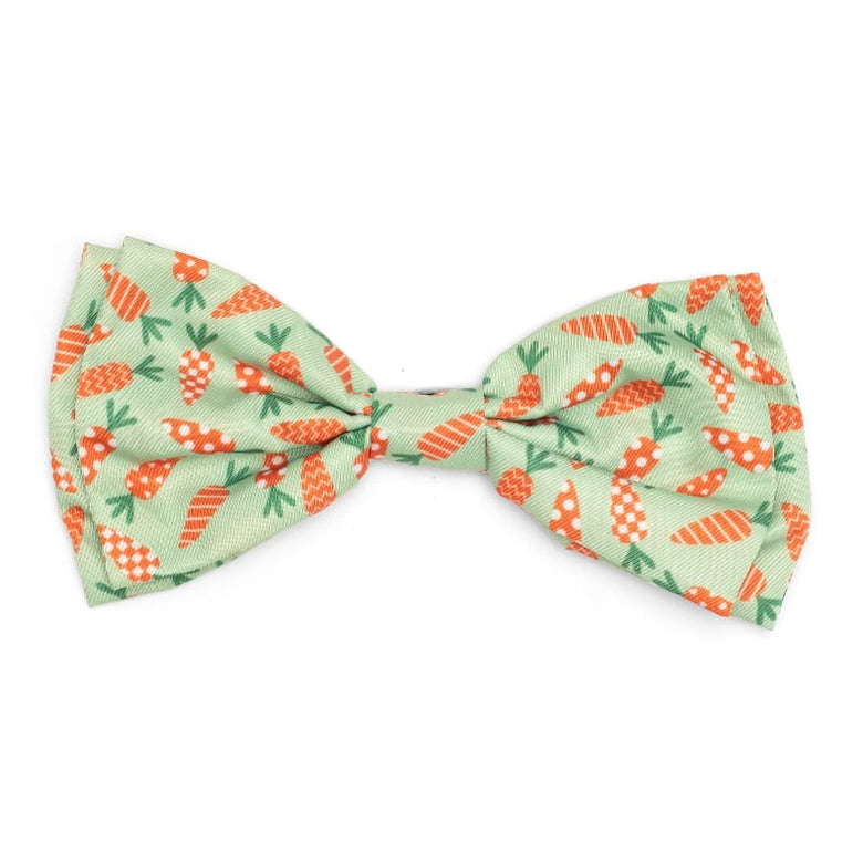 The Worthy Dog Bow Tie SM Crazy Carrots Green Easter Spring Pet Bow Tie - 2 Sizes