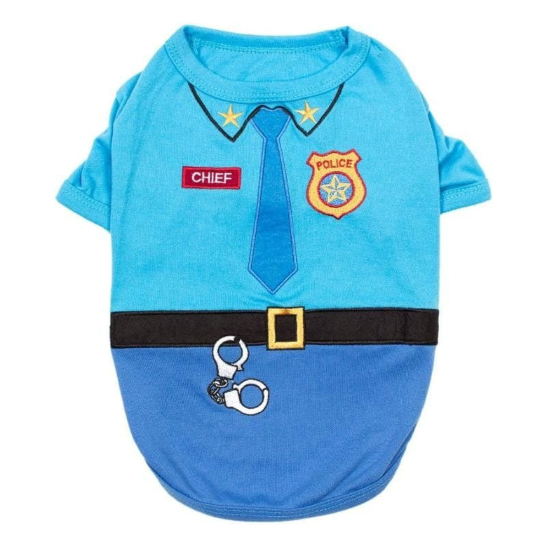 Parisian Pet® dog apparel S Officer Woof Blue Funny Costume Embroidered Dog T Shirt