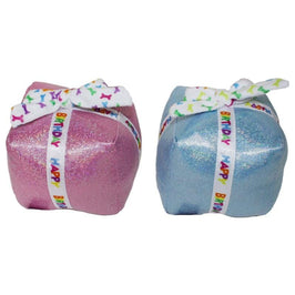Multipet Toys Blue Birthday Present Metallic Blue/Pink 3.5" Dog Toy in Pink and Blue