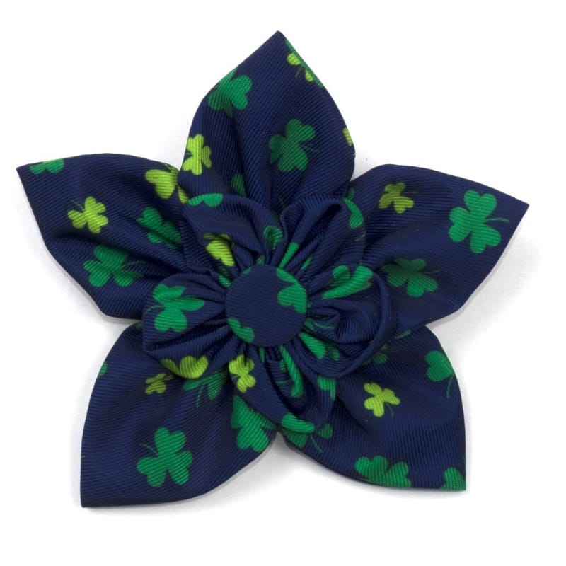 The Worthy Dog Bow Tie SM Shamrock Lucky Flower Navy Pet Collar Attachment