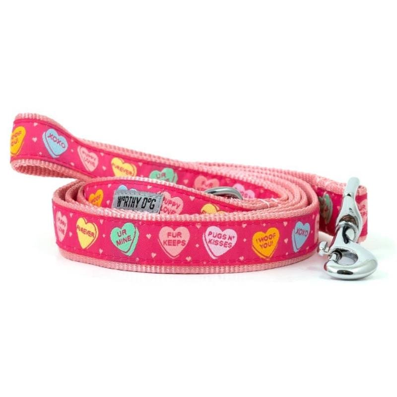 The Worthy Dog Leashes SM Puppy Love Hearts Pink Dog Leash - 2 Sizes