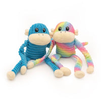 ZippyPaws dog toys Spencer the Crinkle Monkey Small Rainbow and Blue Plush Dog Toy Set - 2 Pk