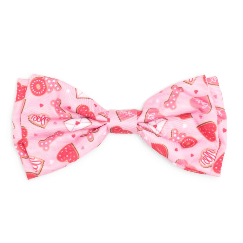 The Worthy Dog Bow Tie SM Love & Kisses Pink Dog Bow Tie - 2 Sizes