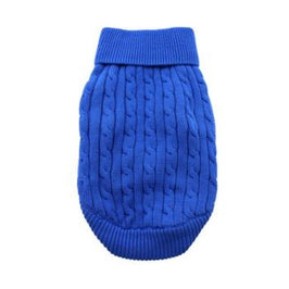 Doggie Design, Inc. Sweaters 2XS Combed 100% Cotton Cable Knit Dog Sweater - Riverside Blue