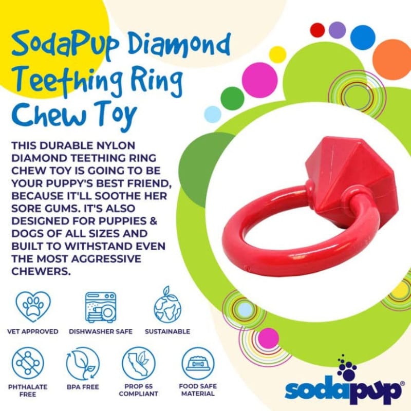 SodaPup dog toys Diamond Ring Durable Nylon Teething Ring for Puppies