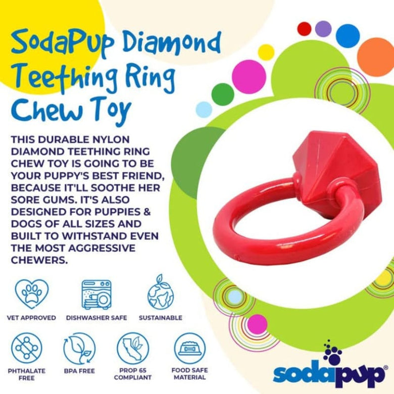 SodaPup dog toys Diamond Ring Durable Nylon Teething Ring for Puppies