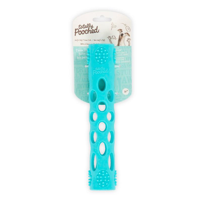 Totally Pooched dog toys Huff'n Puff Stick Rubber Teal Dog Toy