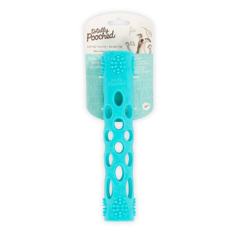 Totally Pooched dog toys Huff'n Puff Stick Rubber Teal Dog Toy