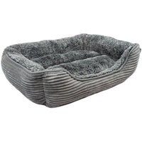 Precious Tails Beds GRY Super Plush Corduroy Sherpa Cuddler Pet Bed
