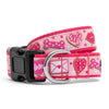 The Worthy Dog Collars XS Love & Kisses Pink Dog Collar