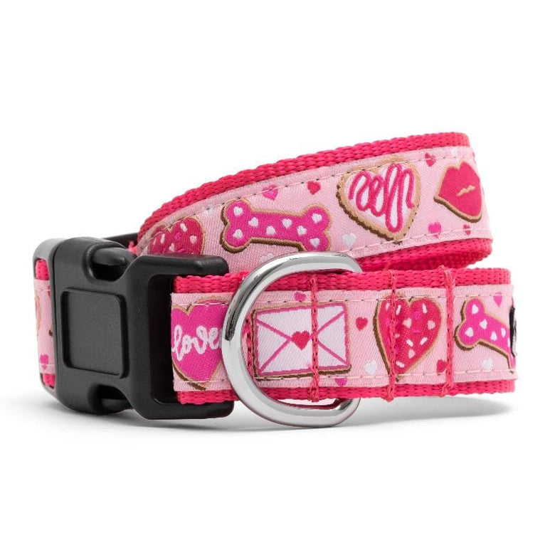 The Worthy Dog Collars XS Love & Kisses Pink Dog Collar