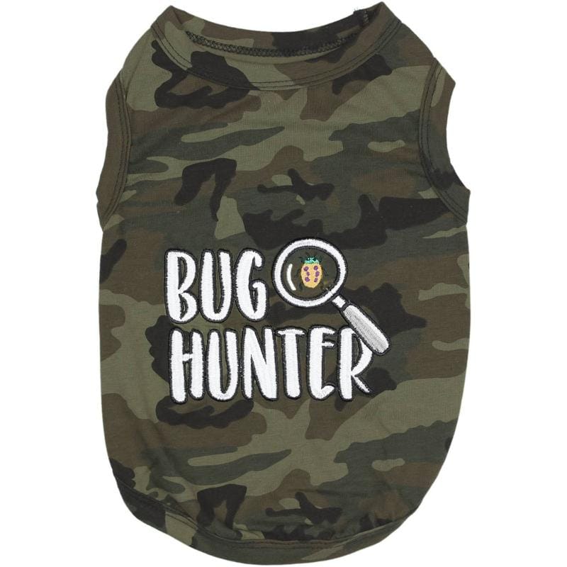 Parisian Pet Tee's XXS Bug Hunter Green Camo Embroidered Dog T-Shirt