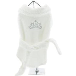Doggie Design, Inc. Bathrobes XS White Bathrobe with Silver Tiara for Pets 100% Soft Combed Cotton Terrycloth