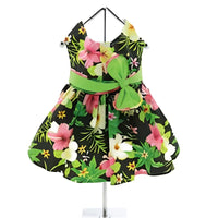 Doggie Design, Inc. Dresses XS Twilight Black Hawaiian Hibiscus Dog Dress with Matching Leash & D-Ring