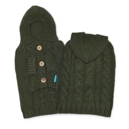 Dogo Pet Fashions Sweaters XL Green Hoodie Cable Pet Sweater