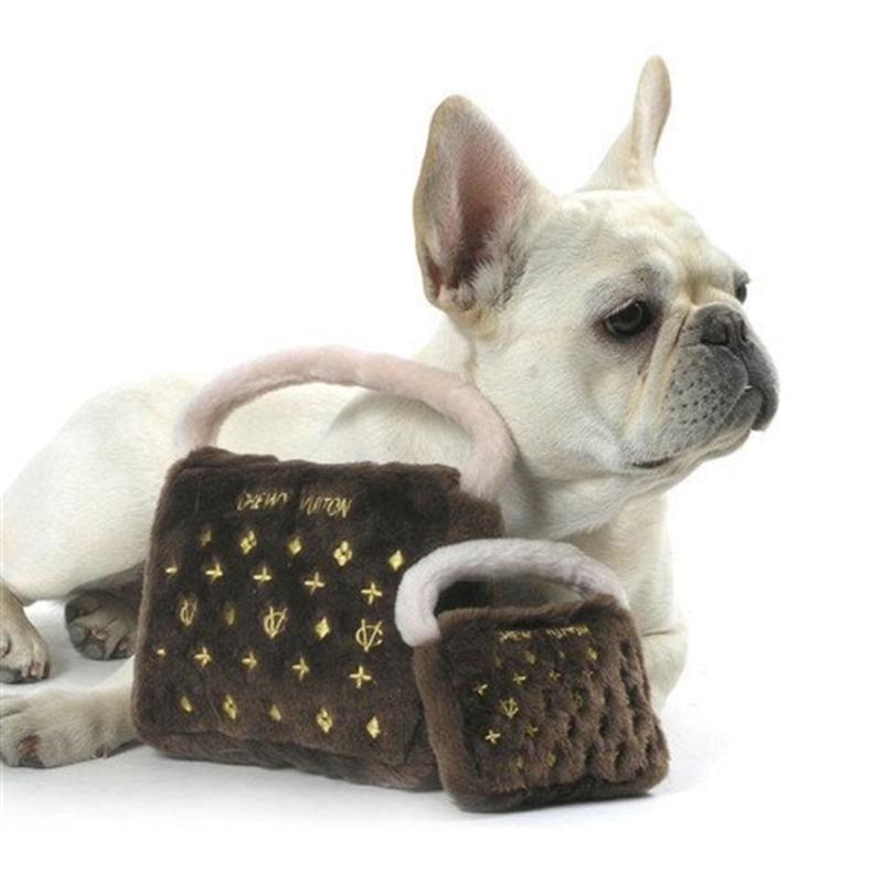 Dog Diggin Designs Toys, Chewy Brown Chewy Bag Plush Squeak Dog Toy - 2 Sizes