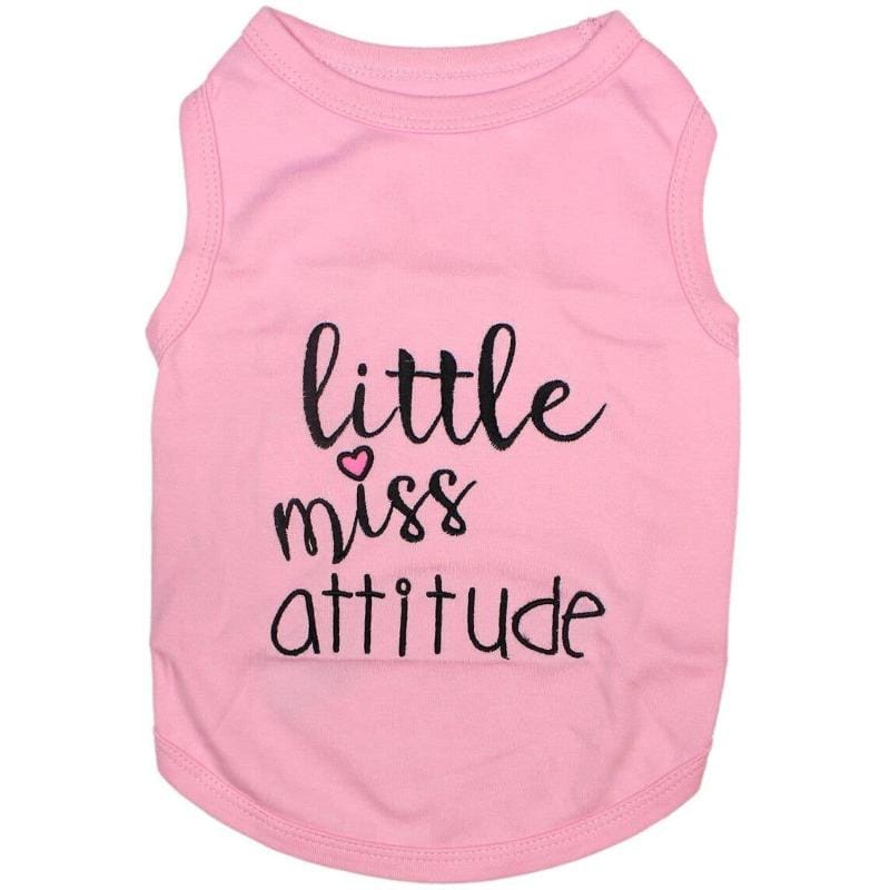 Parisian Pet Tee's L Little Miss Attitude Pink Dog Tee
