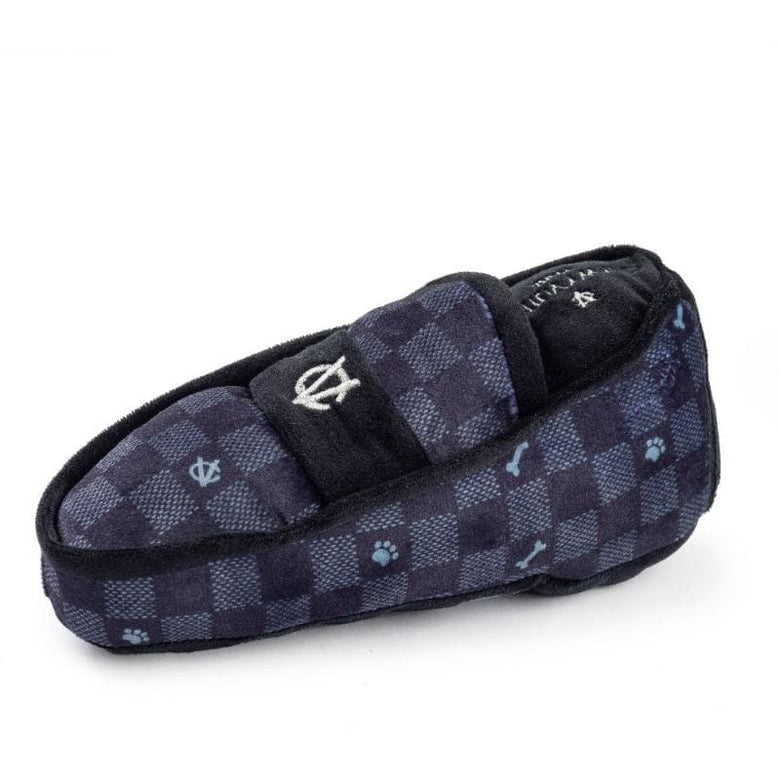 Haute Diggity Dog Toys Black Checker Chewy Loafer Plush Squeak Dog Toy