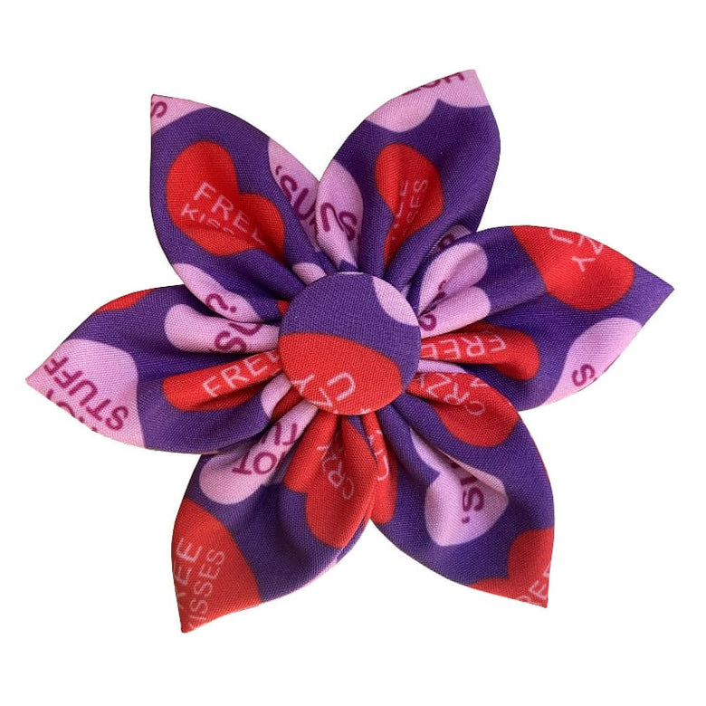 Huxley & Kent Bow Ties SM Convo Hearts Pinwheel Flower Pet Collar Attachment - 2 Sizes