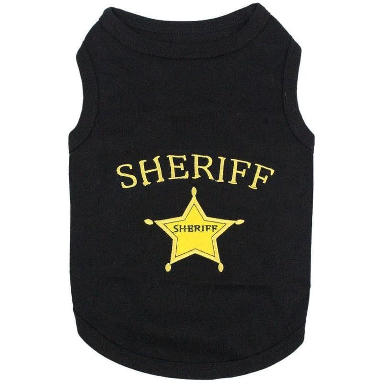 Parisian Pet Tee's 2XS Sheriff Black Embroidered Dog T-Shirt