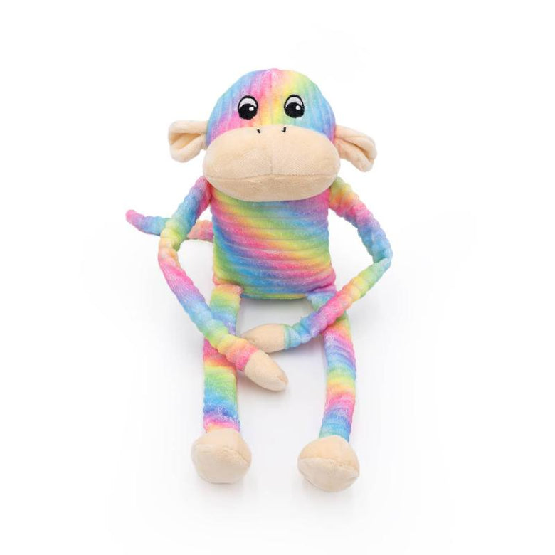ZippyPaws dog toys Spencer the Crinkle Monkey Large Rainbow Plush Dog Toy