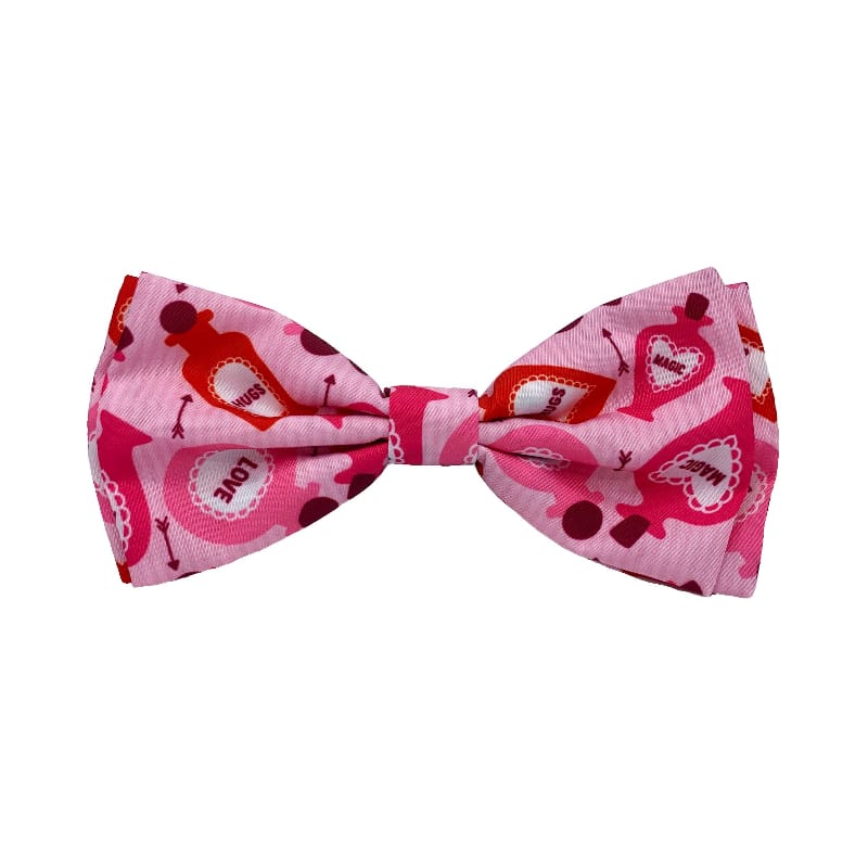 Huxley & Kent Bow Tie SM Love Pawtion #K9 Pink Red Pet Bow Tie - 3 Sizes