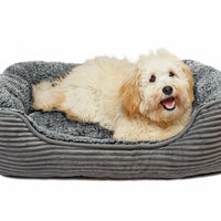 Precious Tails Beds GRY Super Plush Corduroy Sherpa Cuddler Pet Bed