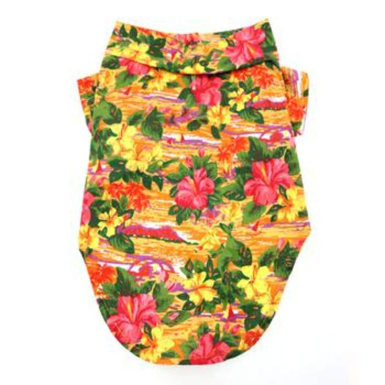 Doggie Design, Inc. Collared Shirts XXS Hawaiian Sunset Hibiscus Camp Dog Shirt