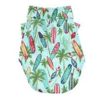 Doggie Design, Inc. Collared Shirts XXS Hawaiian Surfboard & Palms Camp Dog Shirt