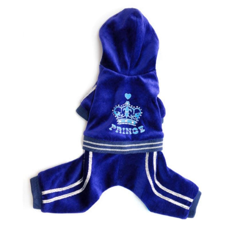 Pooch Outfitters Jumpers XXS Prince Royal Blue Velour Dog Tracksuit with Hood